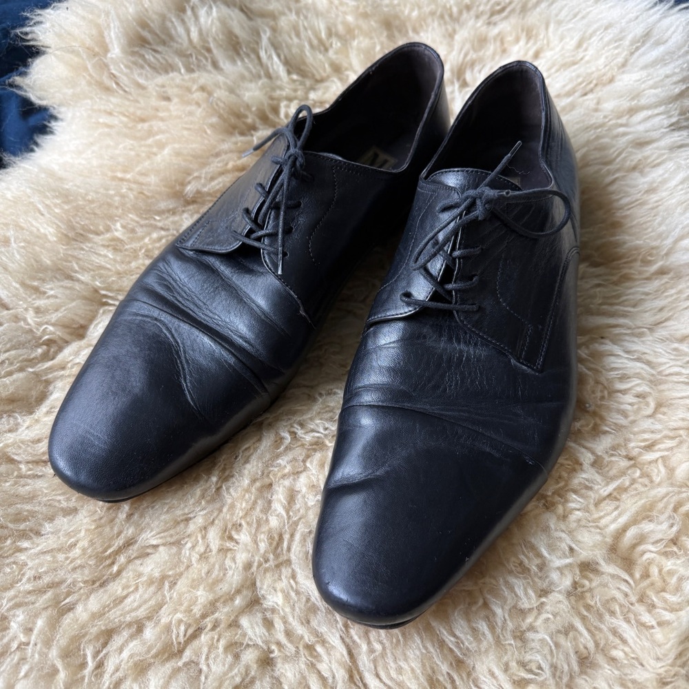Bruno Magli Cap Toe Leather Black Mens US 12M Oxford Shoes